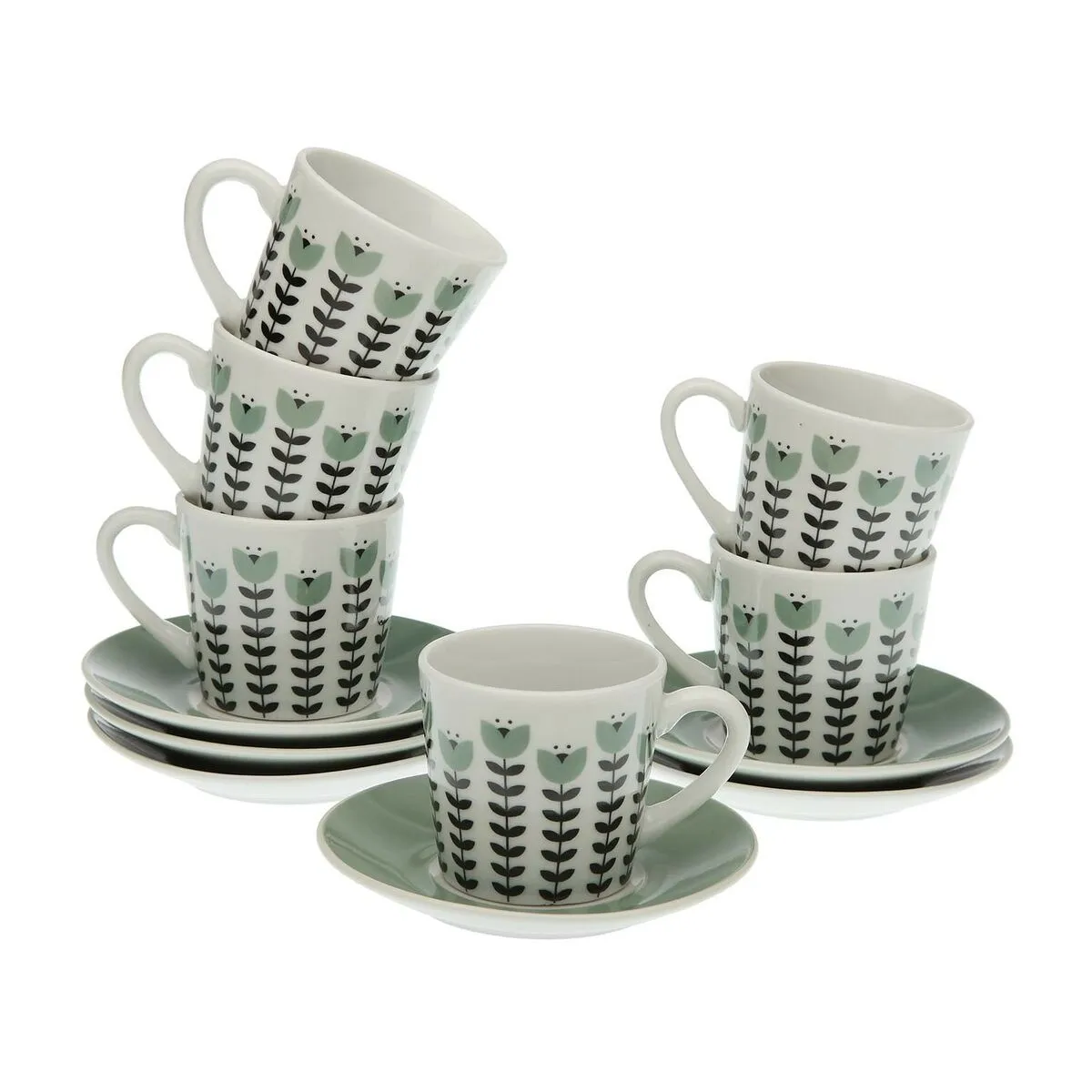 Set di 6 Tazze con Piatto Versa Erna Porcellana