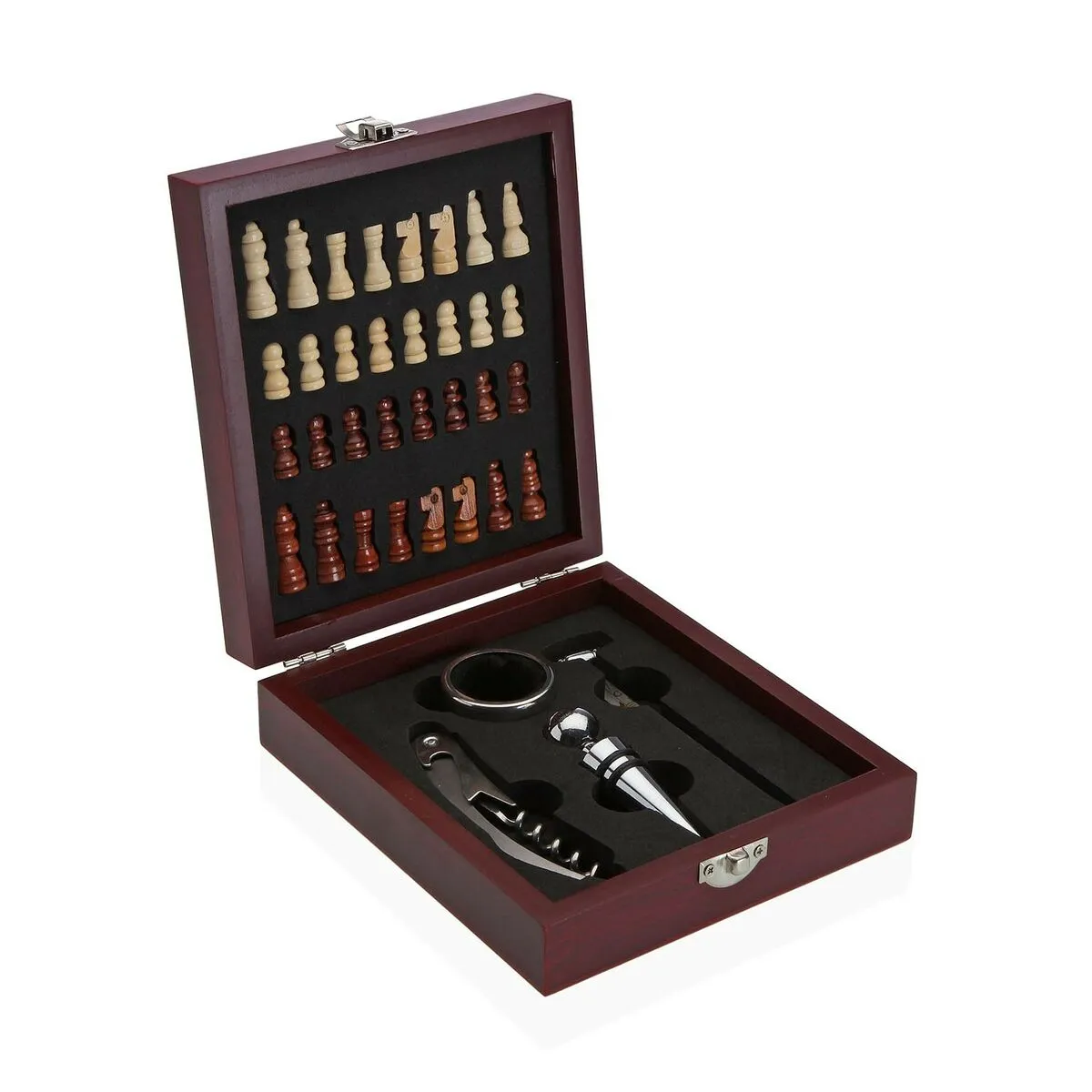 Set di Accessori per il Vino Versa Scacchi Cristallo ABS Legno MDF 16,8 x 5,1 x 14,78 cm