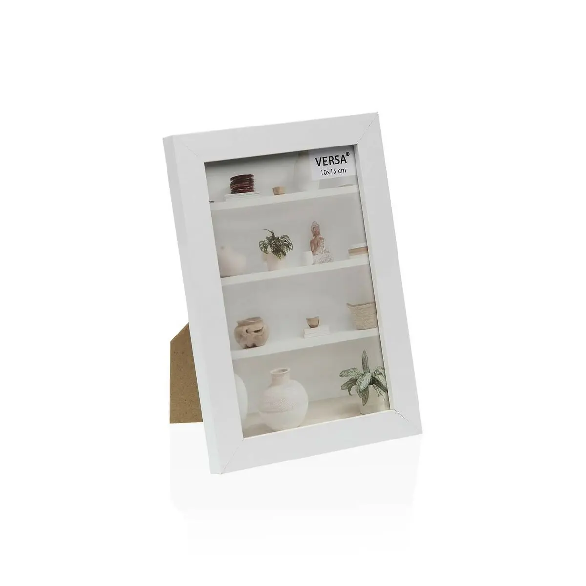 Cornice Portafoto Versa Bianco Legno MDF Vintage 1,2 x 12 x 17 cm