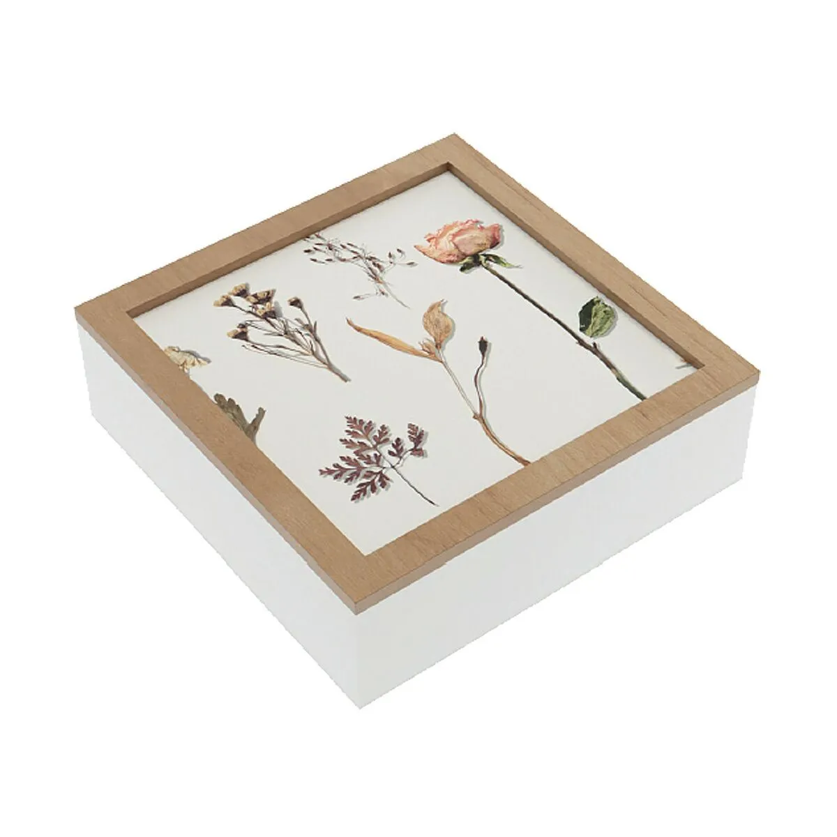 Scatola Decorativa Versa Fiori Legno MDF 24 x 7 x 24 cm