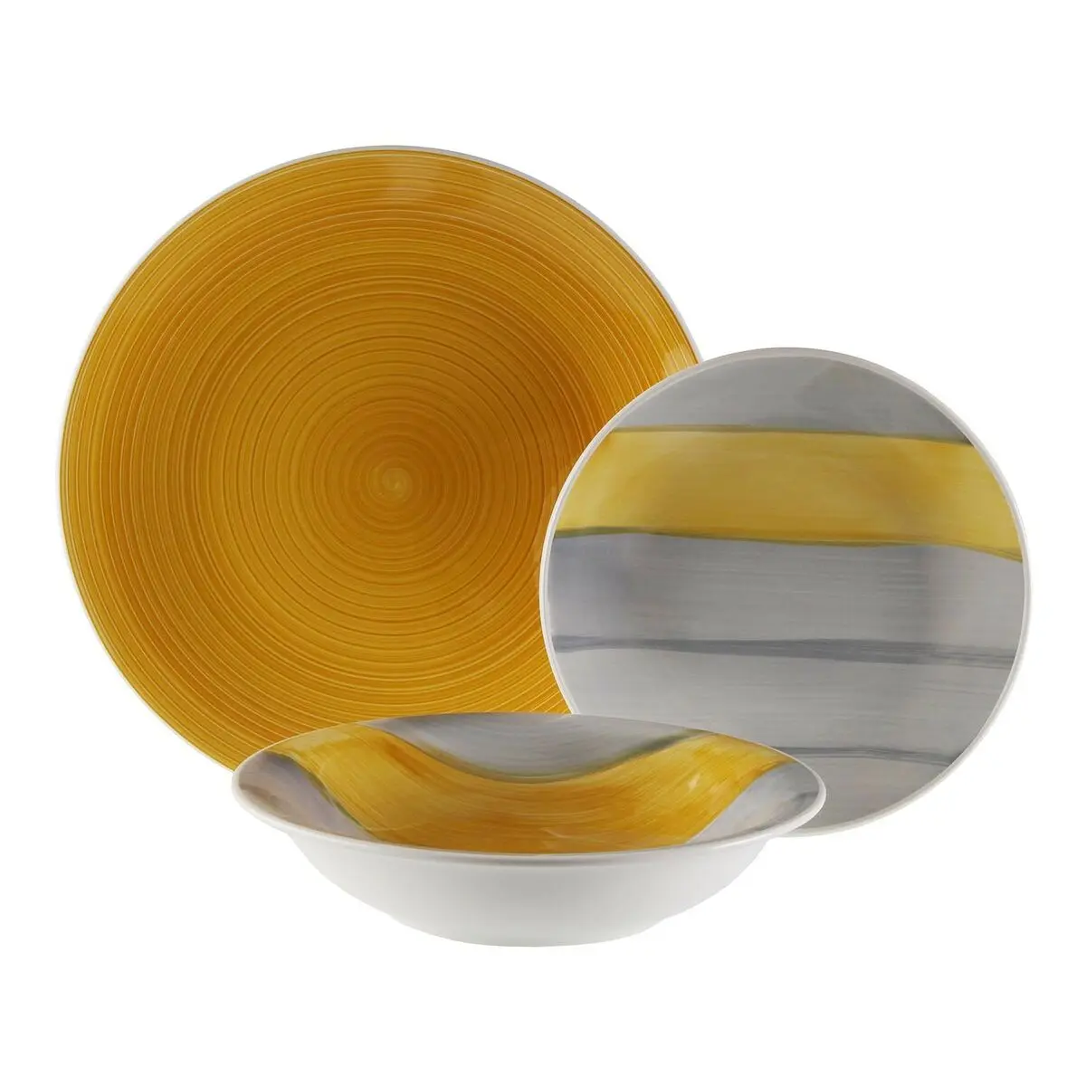 Set di Stoviglie Versa Leanne Giallo Gres 26,5 x 26,5 cm 18 Pezzi