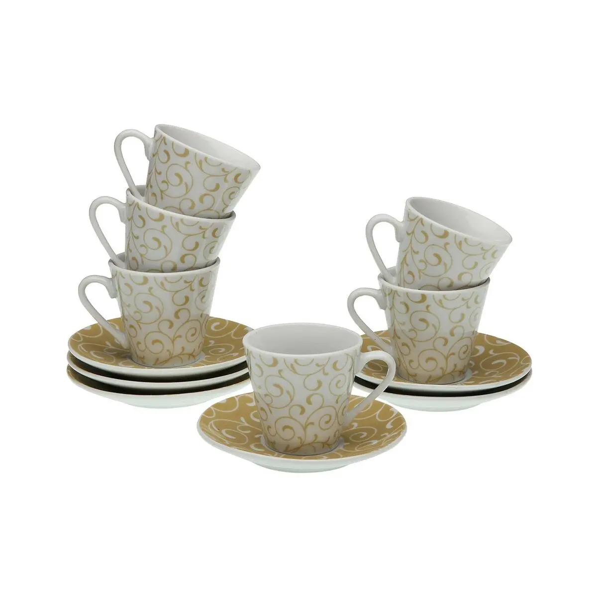 Set di 6 Tazze con Piatto Versa Serpentine Porcellana