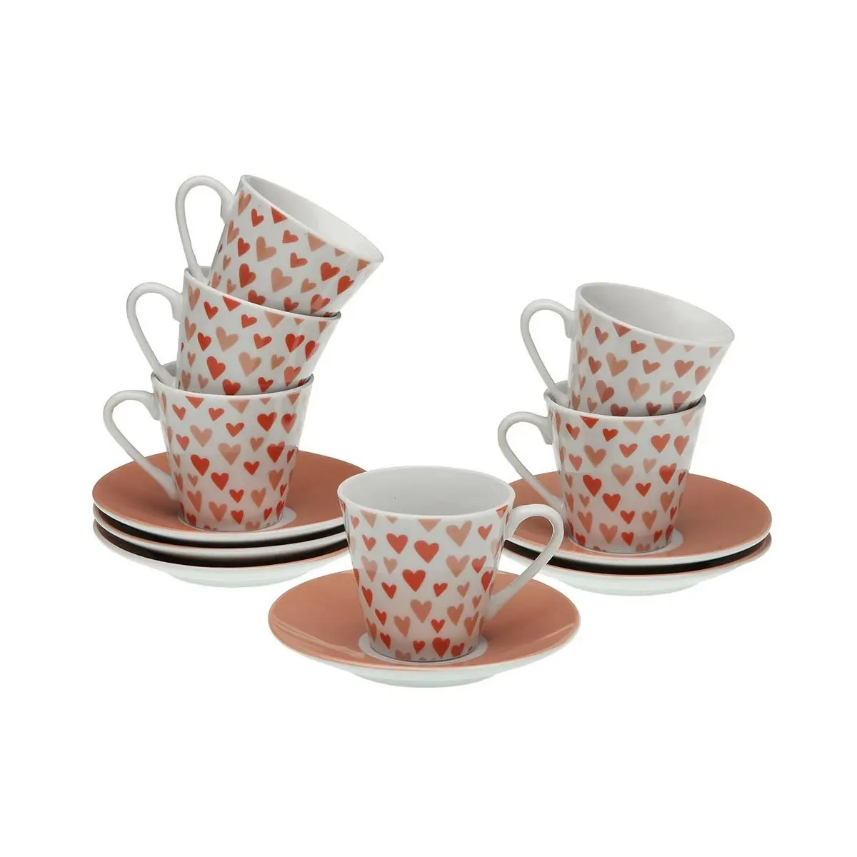 Set di 6 Tazze con Piatto Versa Amore Porcellana