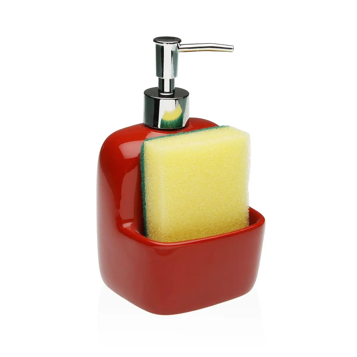 Dispenser di Sapone Versa Rosso Ceramica 9,4 x 17,8 x 10,5 cm