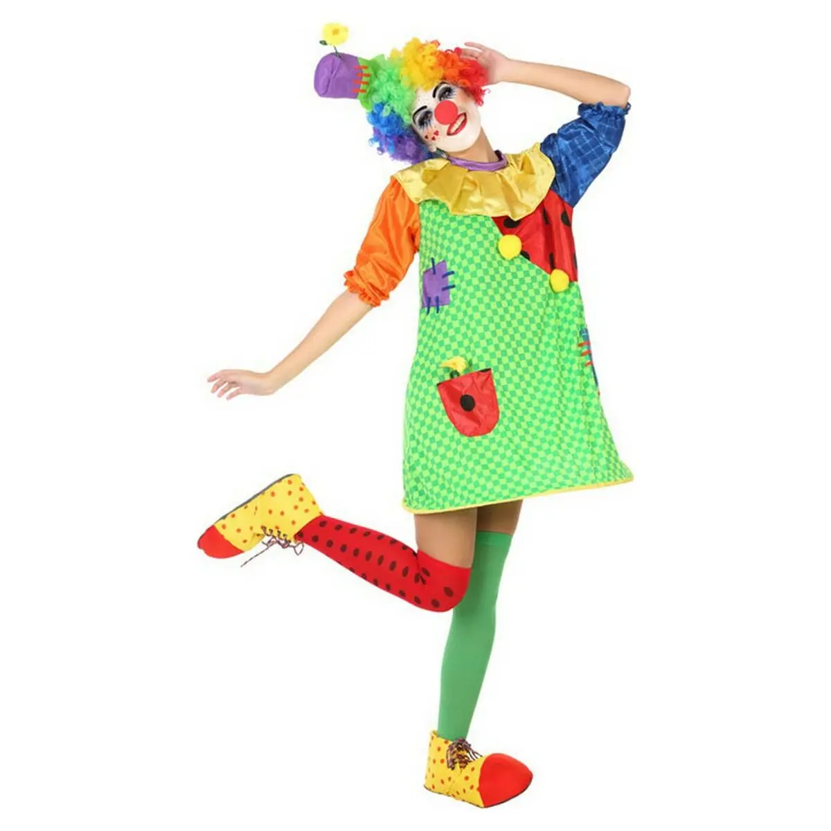 Costume per Adulti Clown Multicolore Circo (2 Pezzi)