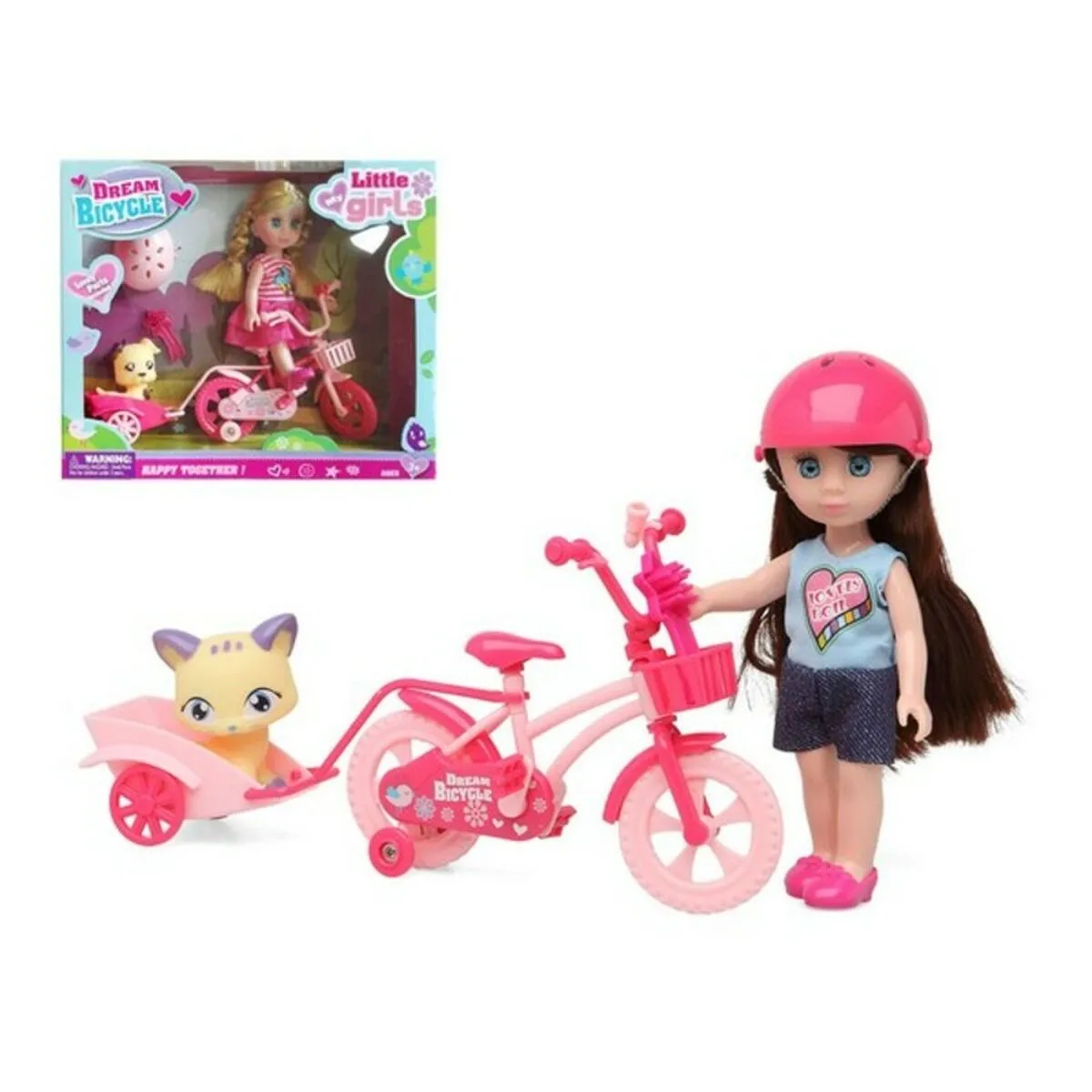 Bambola con Animale Domestico Dream Bicycle Rosa