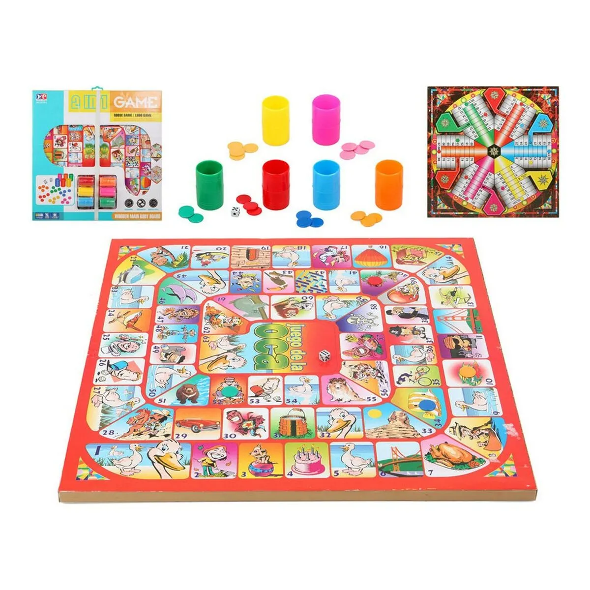 Tabellone per Parcheesi e Gioco dell'Oca Bambini, famiglia Multicolore 40 x 40 cm