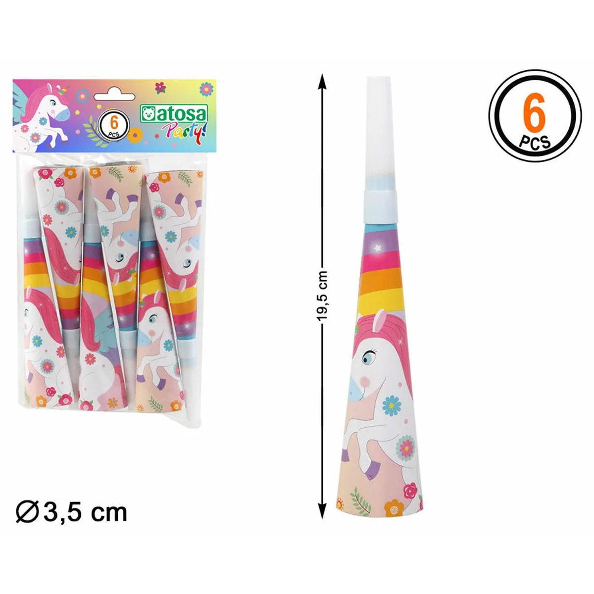 Tromba Multicolore Unicorno 6 Unità