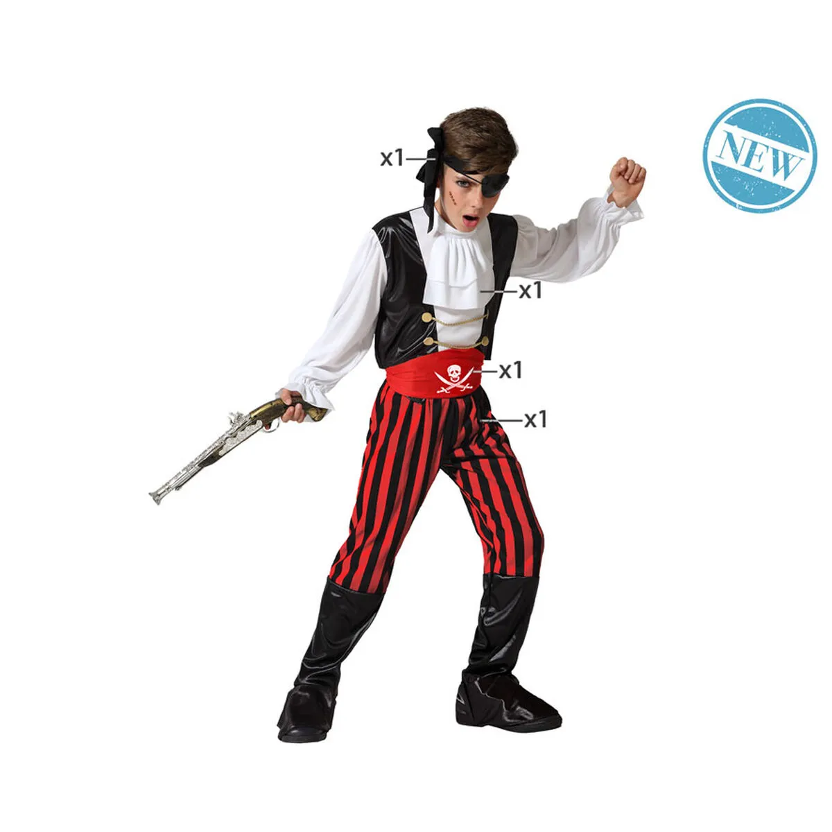 Costume per Bambini Pirata 7-9 Anni Multicolore