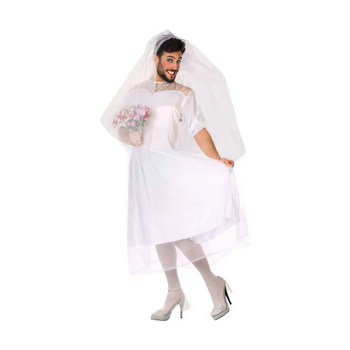 Costume per Adulti Bianco Abito da sposa (2 Pezzi)