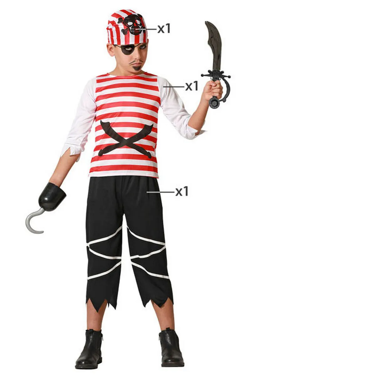 Costume per Bambini Pirata 7-9 Anni