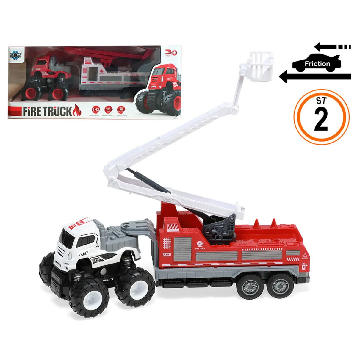 Camion con Gru 2 Unità Ad attrito 31 x 13 cm