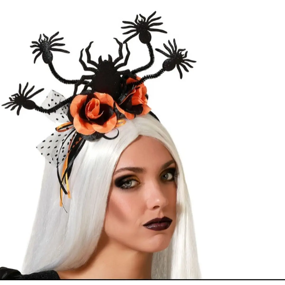 Diadema Ragnatela Halloween Arancio