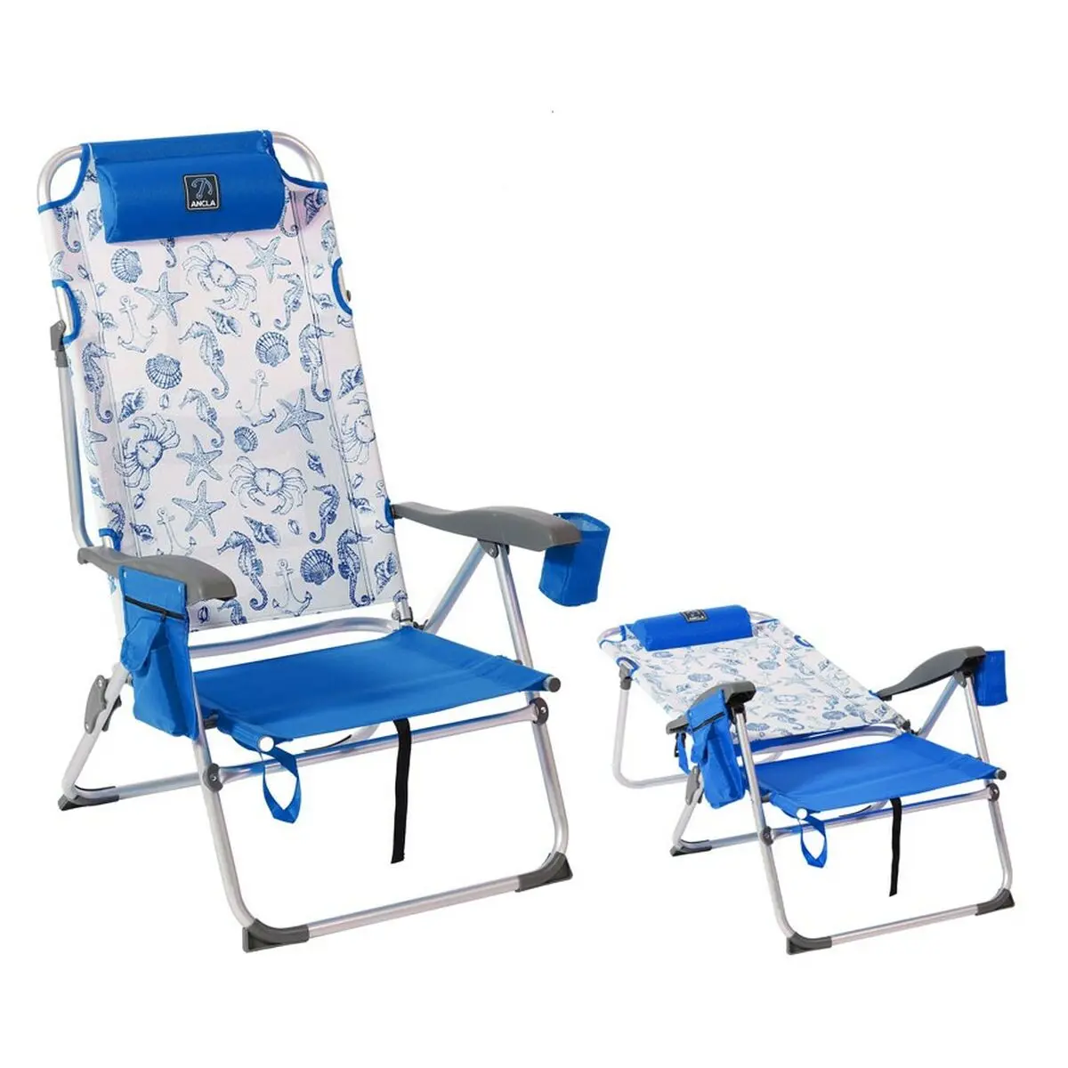 Sedia da Spiaggia Azzurro 108 x 47 x 30 cm