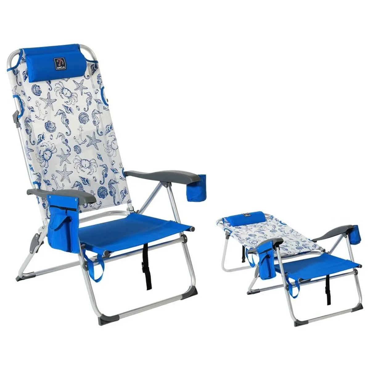 Sedia da Spiaggia Azzurro 106 x 47 x 45 cm