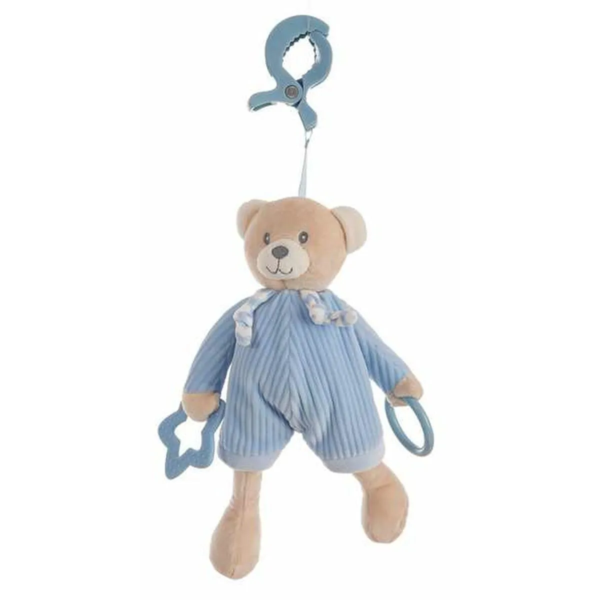 Peluche con Sonagli Activity Azzurro Orso Pinza Velluto 26 cm