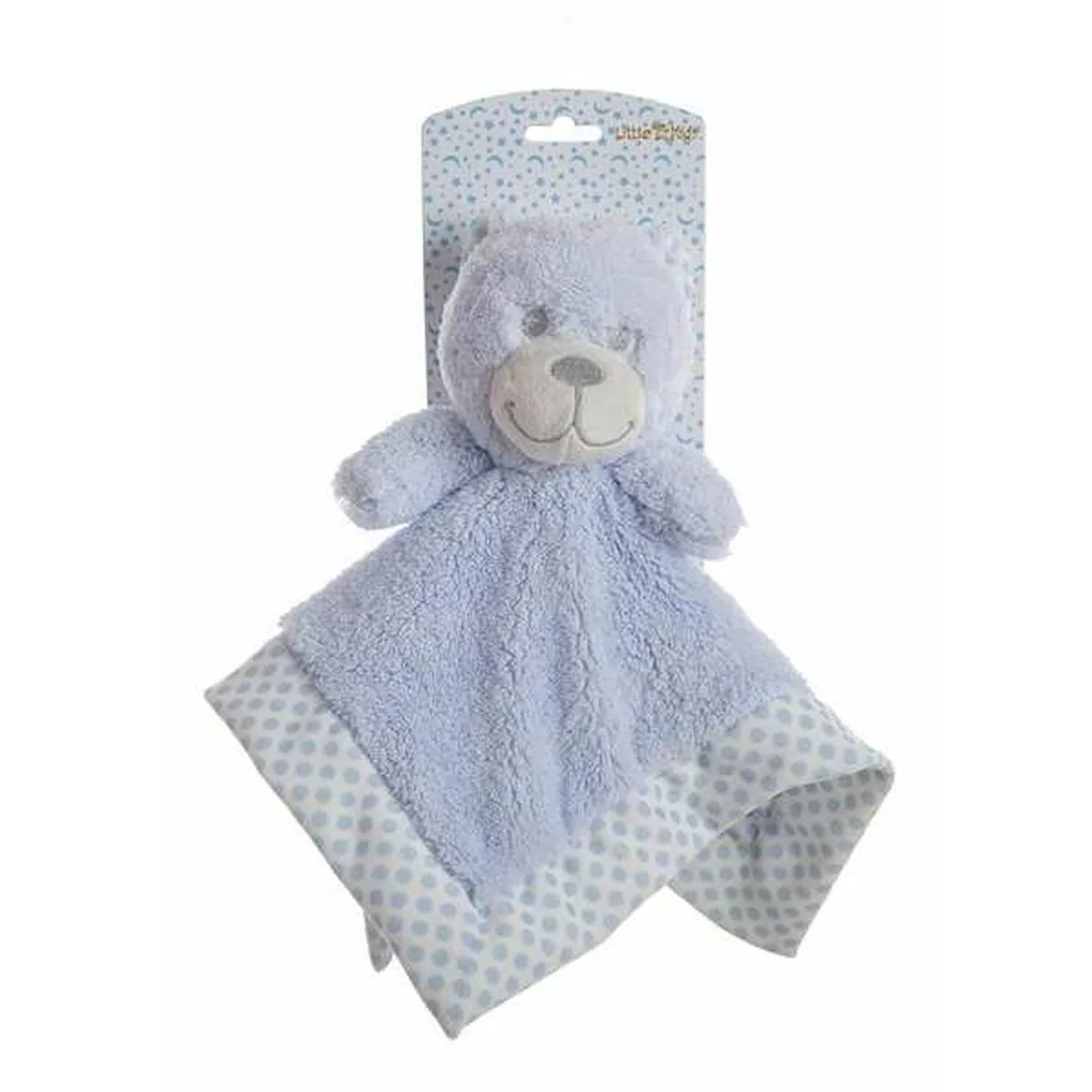 DouDou Orsetto di Peluche doppio strato Pois Azzurro 30 x 30 cm