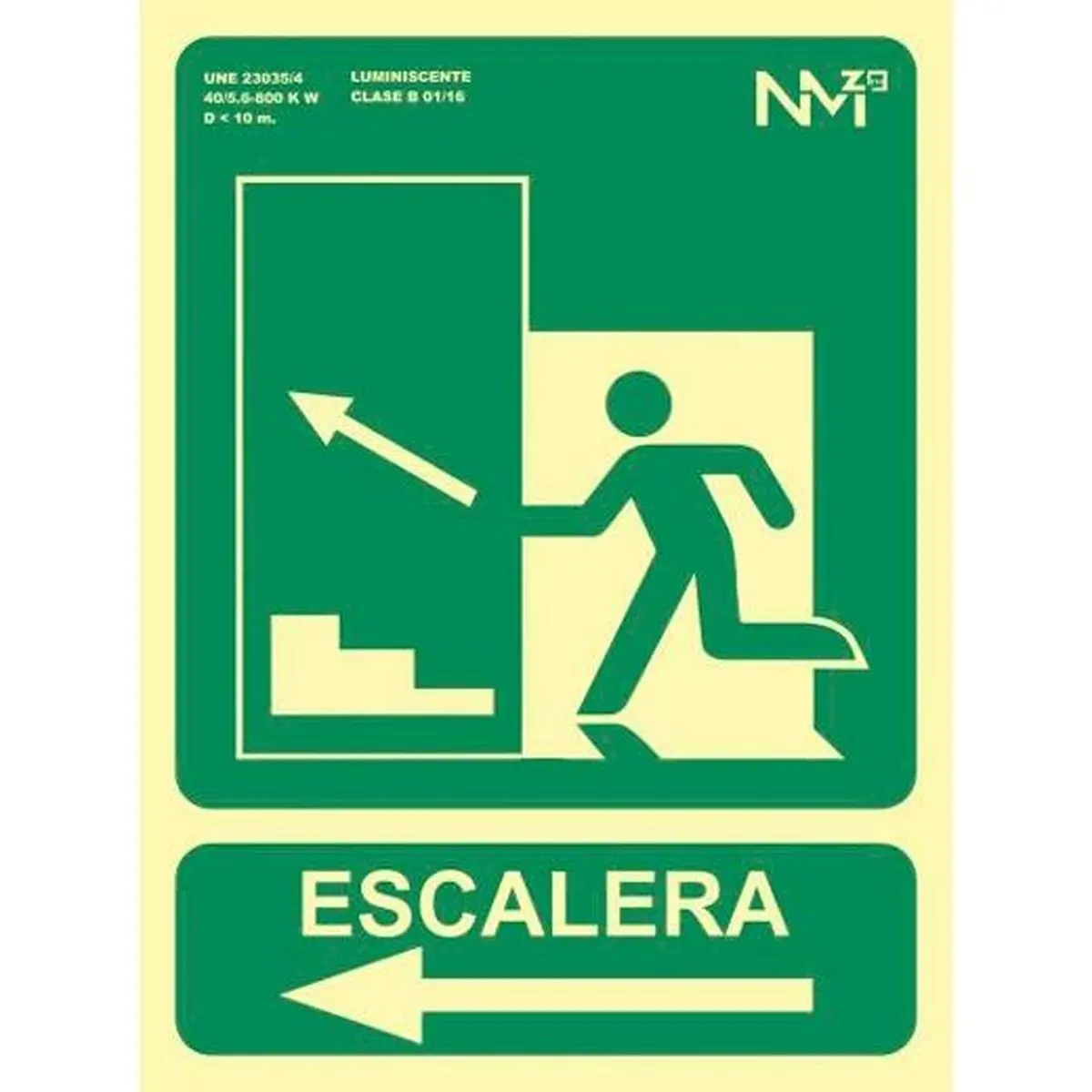 Insegna Archivo 2000 "SALIDA DE EMERGENCIA ESCALERA SUBE IZQUIERDA" PVC 22,4 x 30 cm