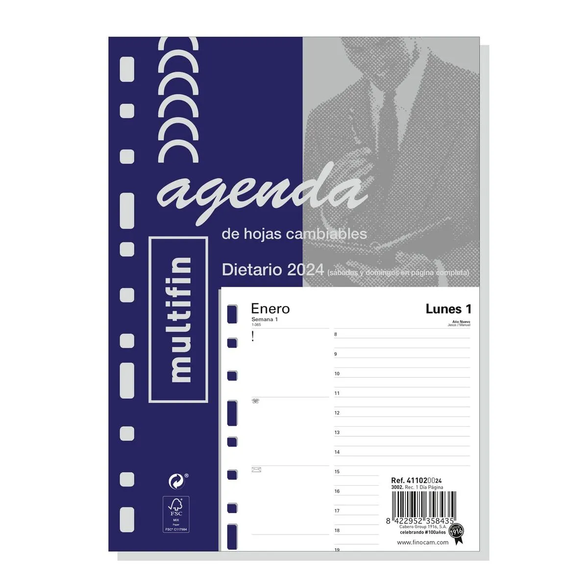 Ricarica dell'Agenda Finocam Multifin 2024 Bianco 15,5 x 21,5 cm