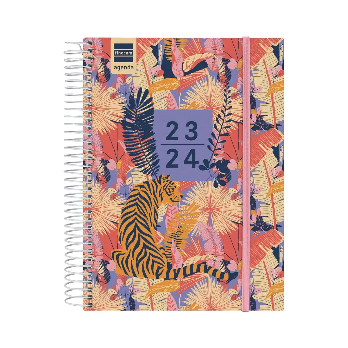 Agenda Finocam Natural Tiger Per la scuola 2023-2024 Multicolore Quarto 15,5 x 21,2 cm