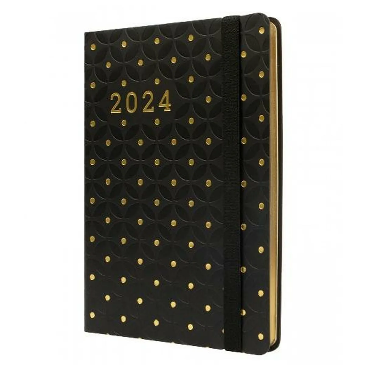 Agenda Finocam Flexy Joy Dotts 2024 Nero Dorato 11,8 x 16,8 cm