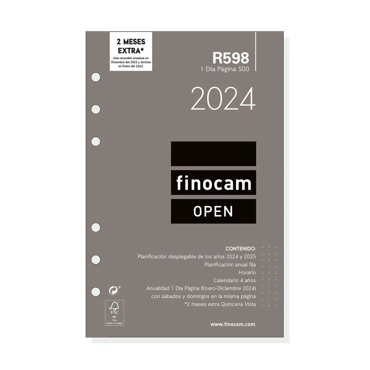 Ricarica dell'Agenda Finocam Open R598 2024 Bianco 11,7 x 18,1 cm