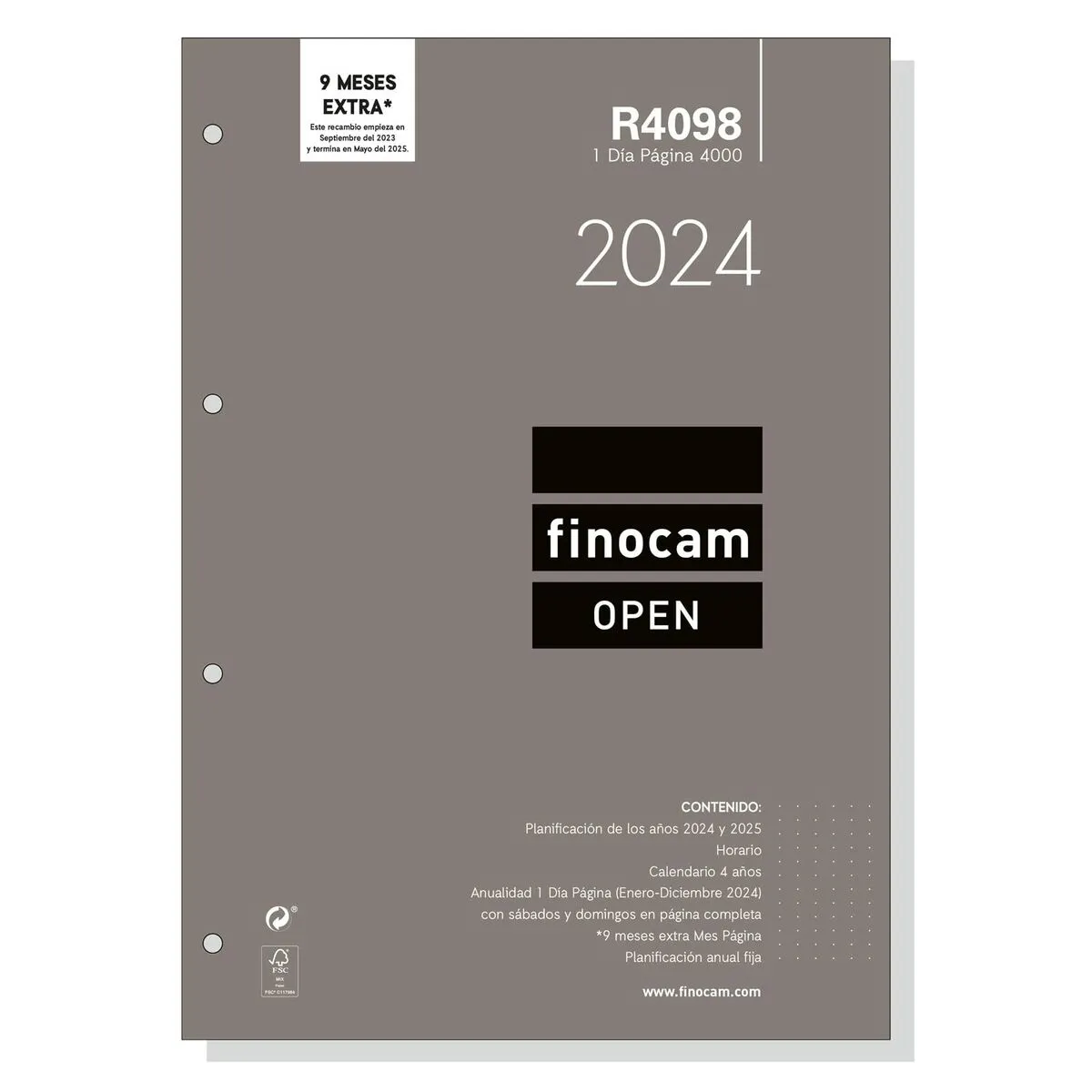 Ricarica dell'Agenda Finocam Open R4098 2024 Bianco 21 x 29,7 cm