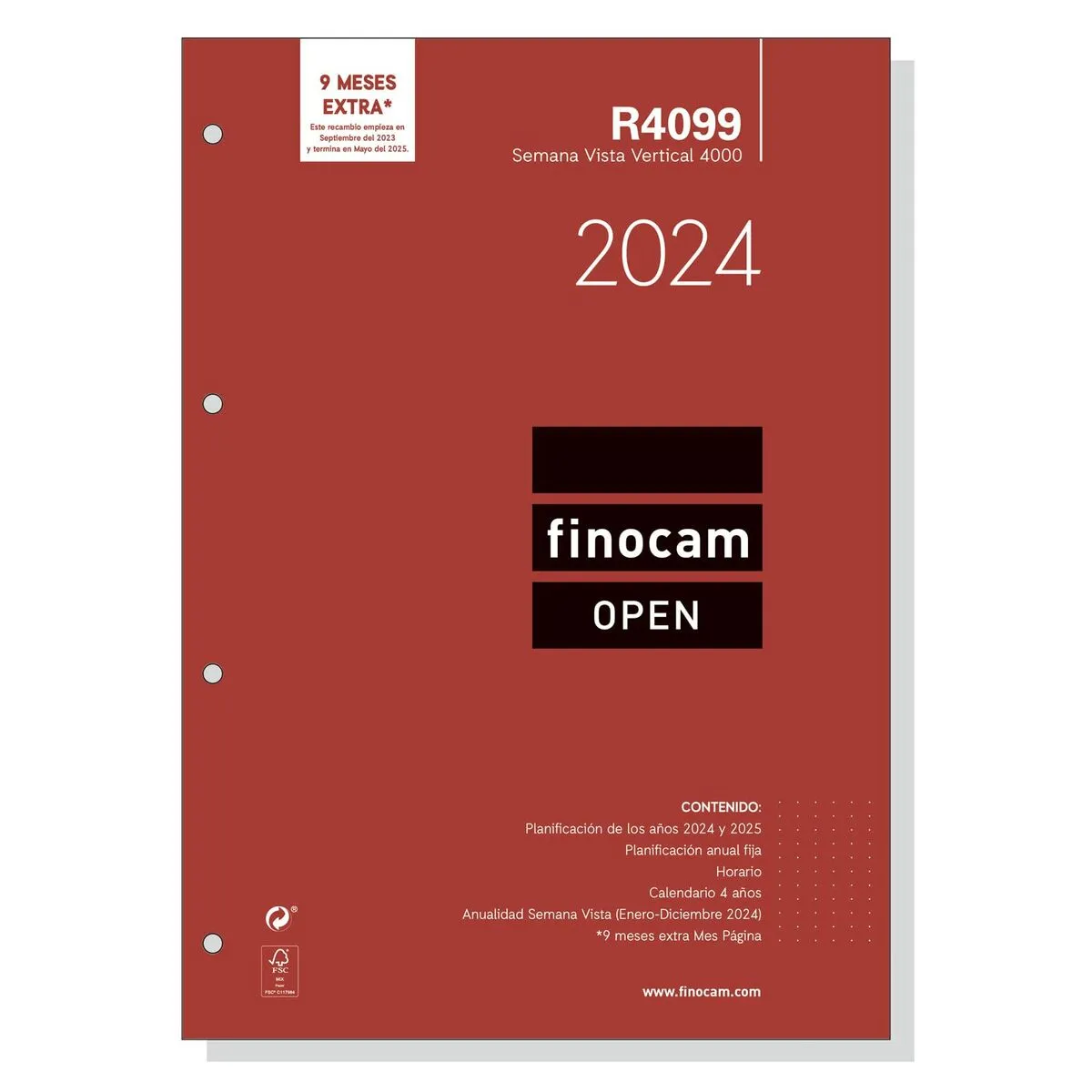 Ricarica dell'Agenda Finocam Open R4099 2024 Bianco 21 x 29,7 cm