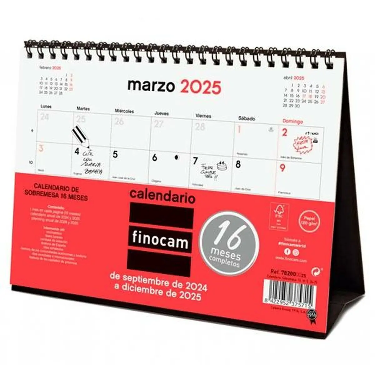 Calendario da parete Finocam Carta 2024-2025 21 x 15 cm 16 Mesi