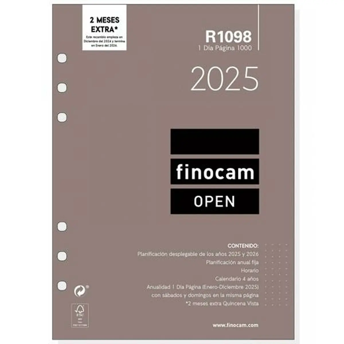 Ricarica dell'Agenda Finocam OPEN R1098 1000 2025 15,5 x 21,5 cm