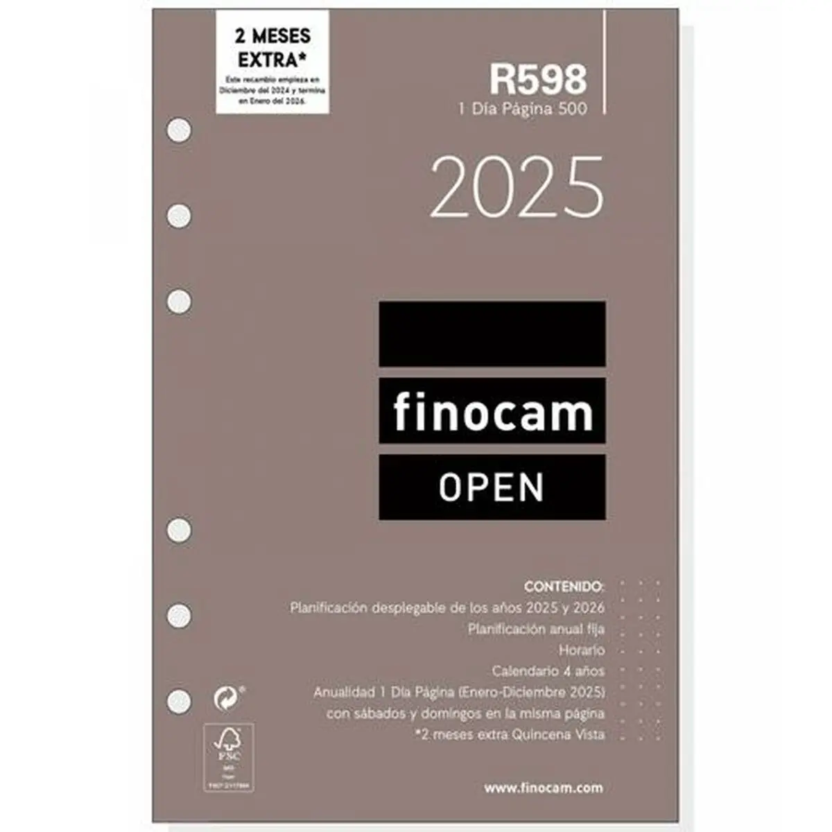 Ricarica dell'Agenda Finocam OPEN R598 500 2025 11,7 x 18,1 cm