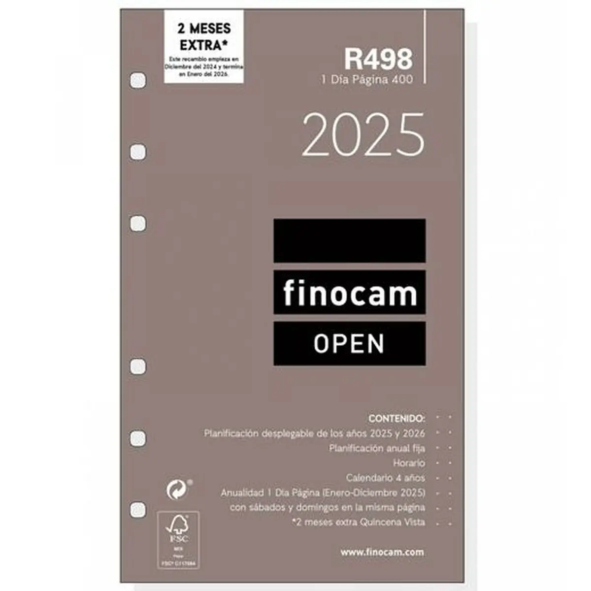 Ricarica dell'Agenda Finocam OPEN R498 400 2025 9,1 x 15,2 cm