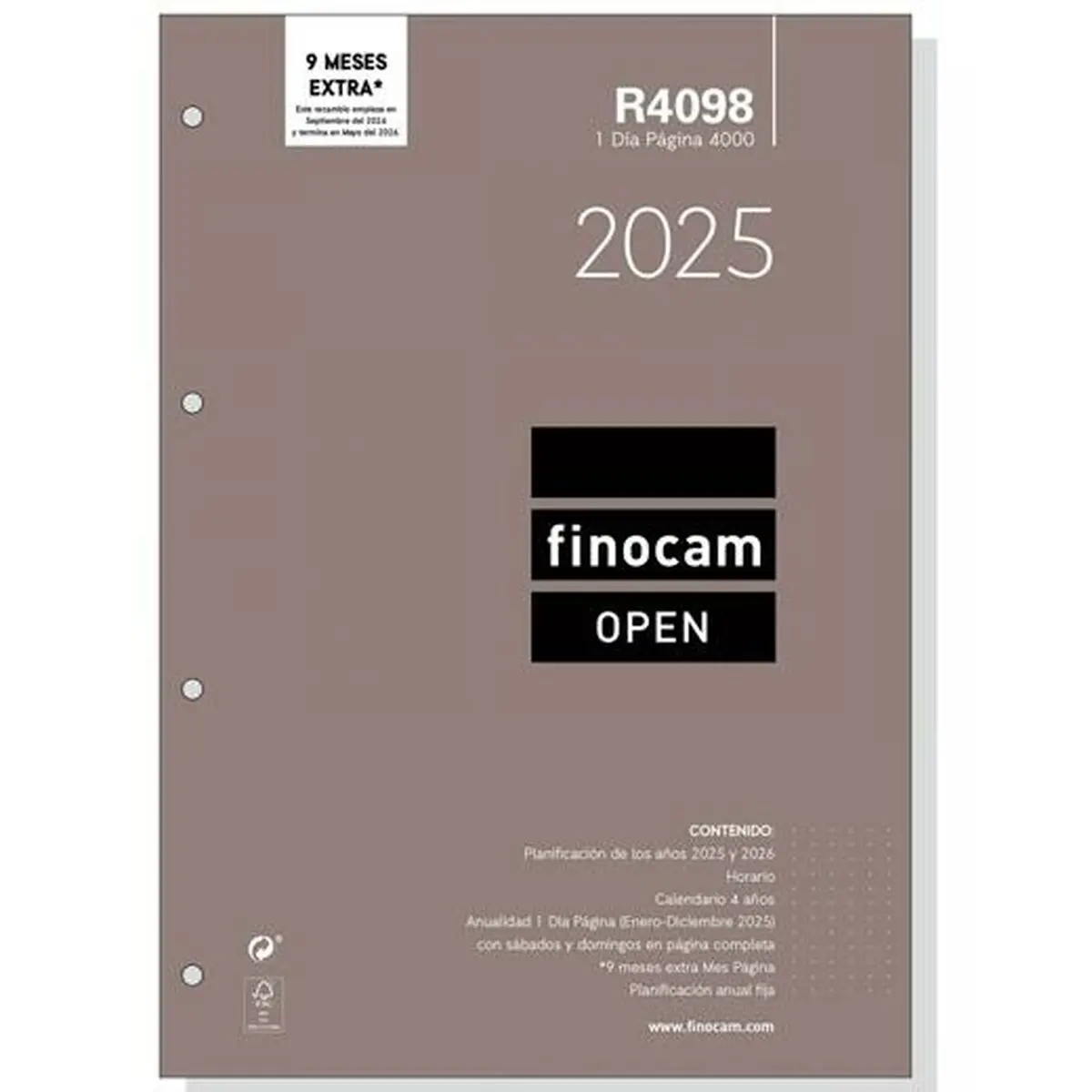 Ricarica dell'Agenda Finocam OPEN R4098 4000 A4 2025 21 x 29,7 cm