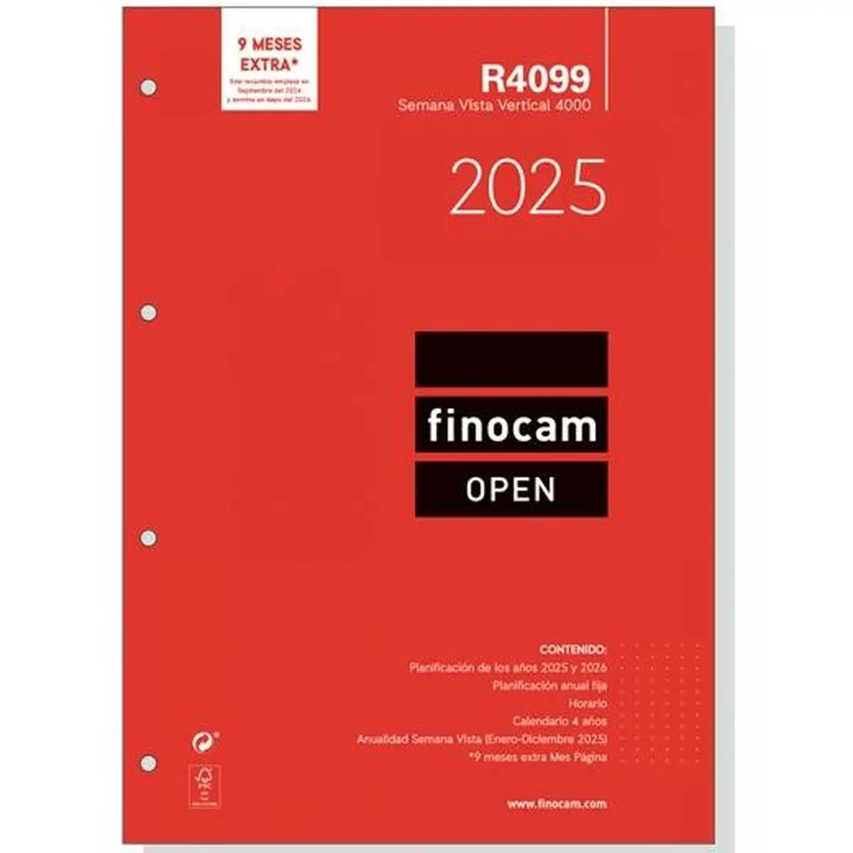 Ricarica dell'Agenda Finocam R4099 4000 A4 2025 21 x 29,7 cm