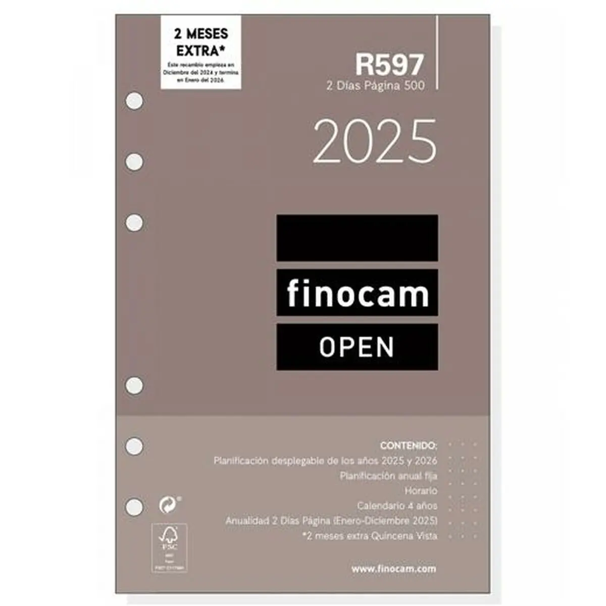 Ricarica dell'Agenda Finocam OPEN R597 2025 11,7 x 18,1 cm