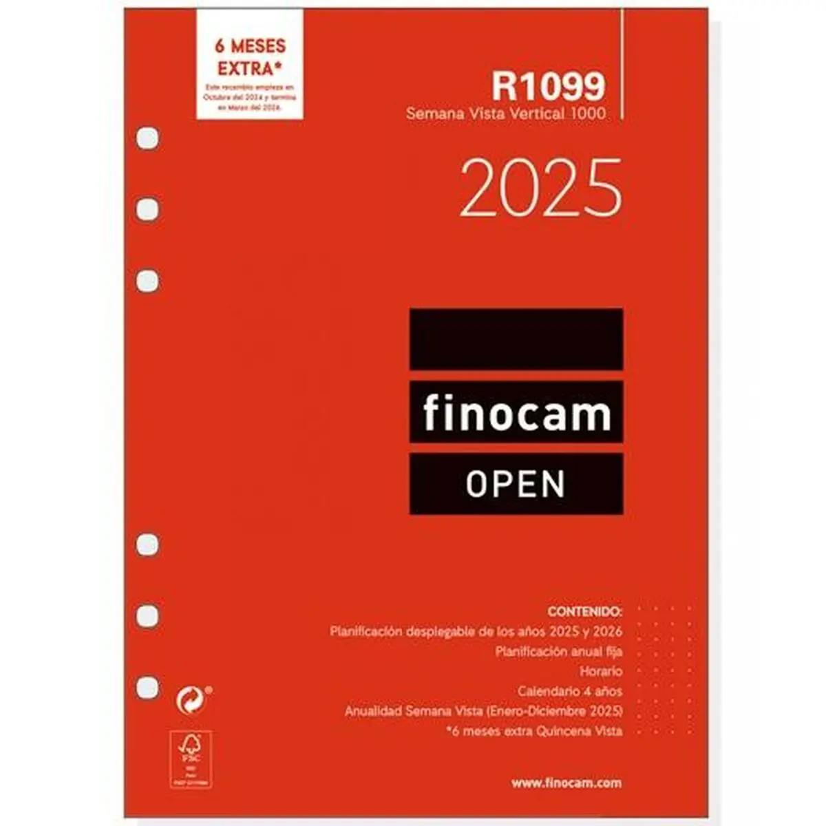 Ricarica dell'Agenda Finocam OPEN R1099 2025 15,5 x 21,5 cm