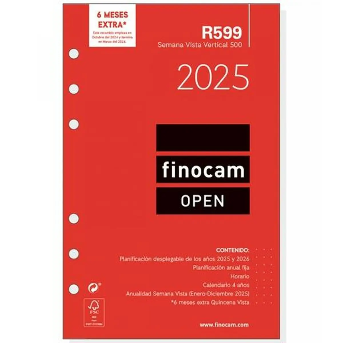 Ricarica dell'Agenda Finocam OPEN R599 2025 11,7 x 18,1 cm