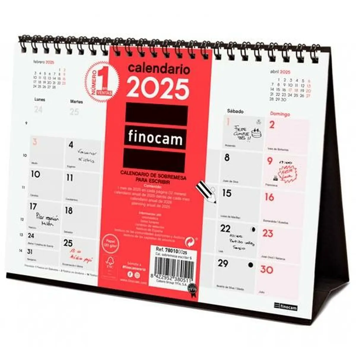 Calendario da Tavolo Finocam Carta 21 x 15 cm 2025