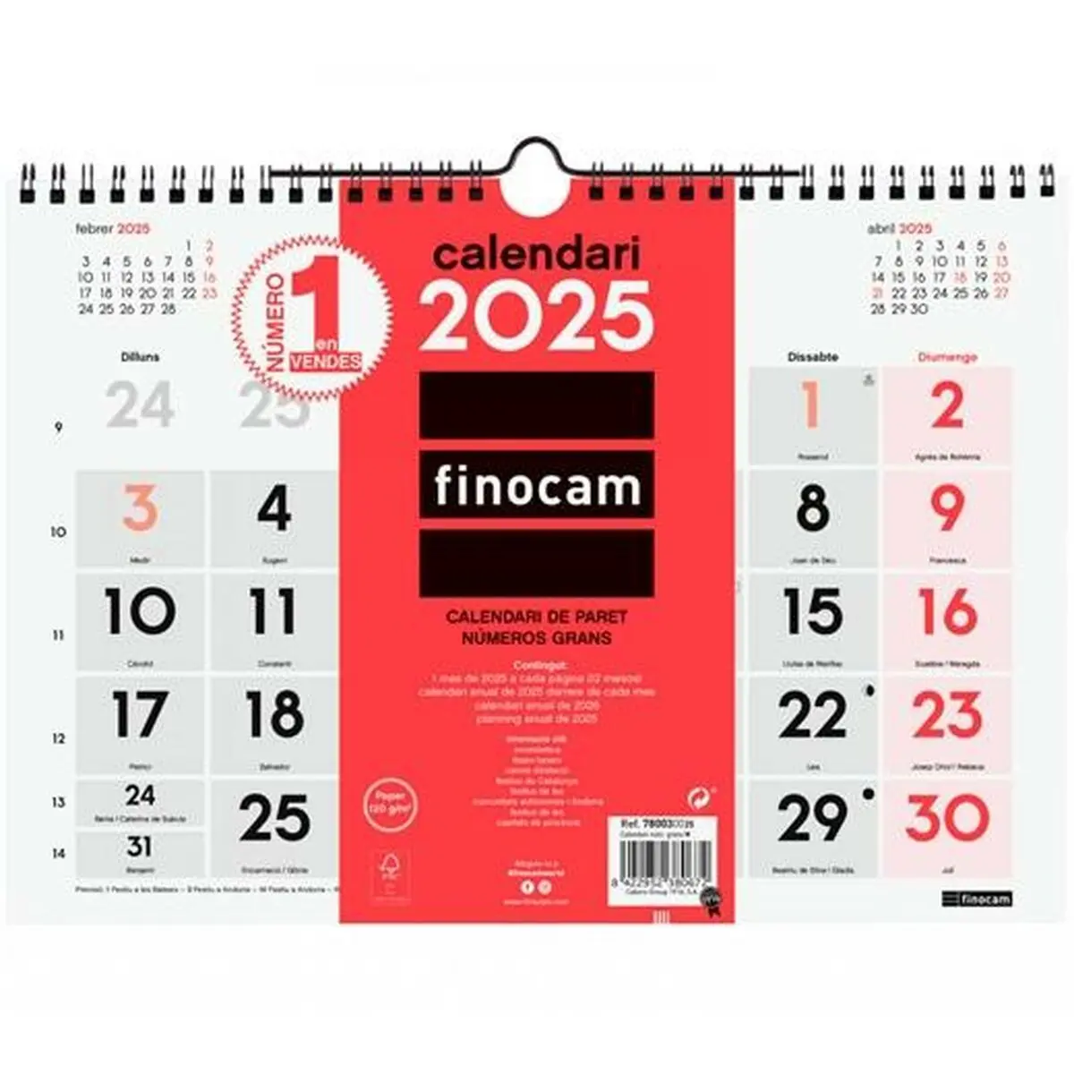 Calendario da parete Finocam Carta 2025 30 x 21 cm