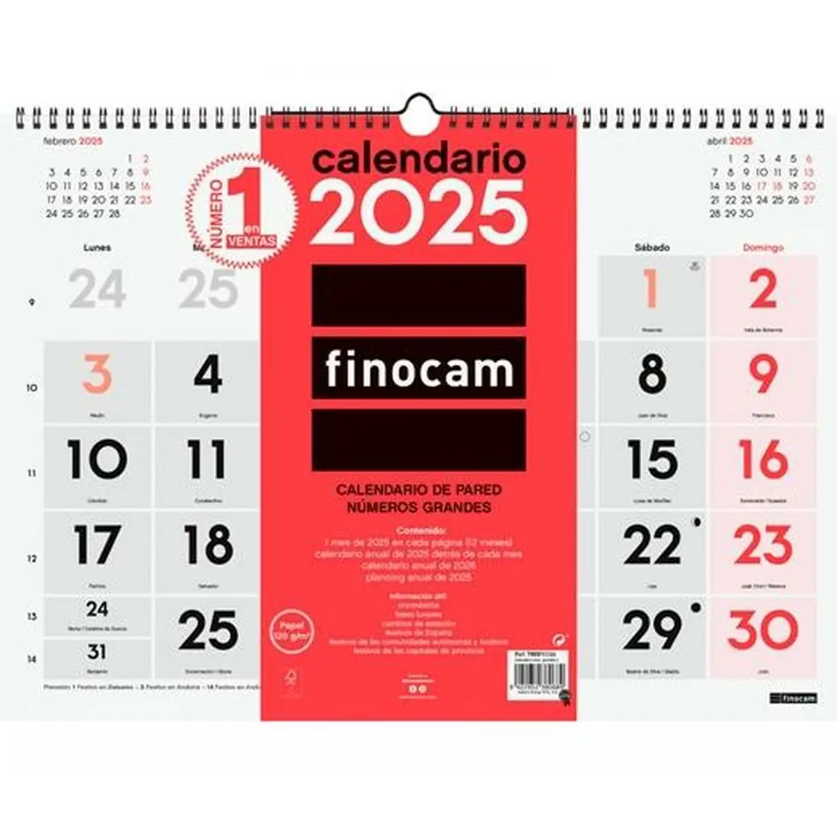 Calendario da parete Finocam Carta 2025 43 x 31 cm