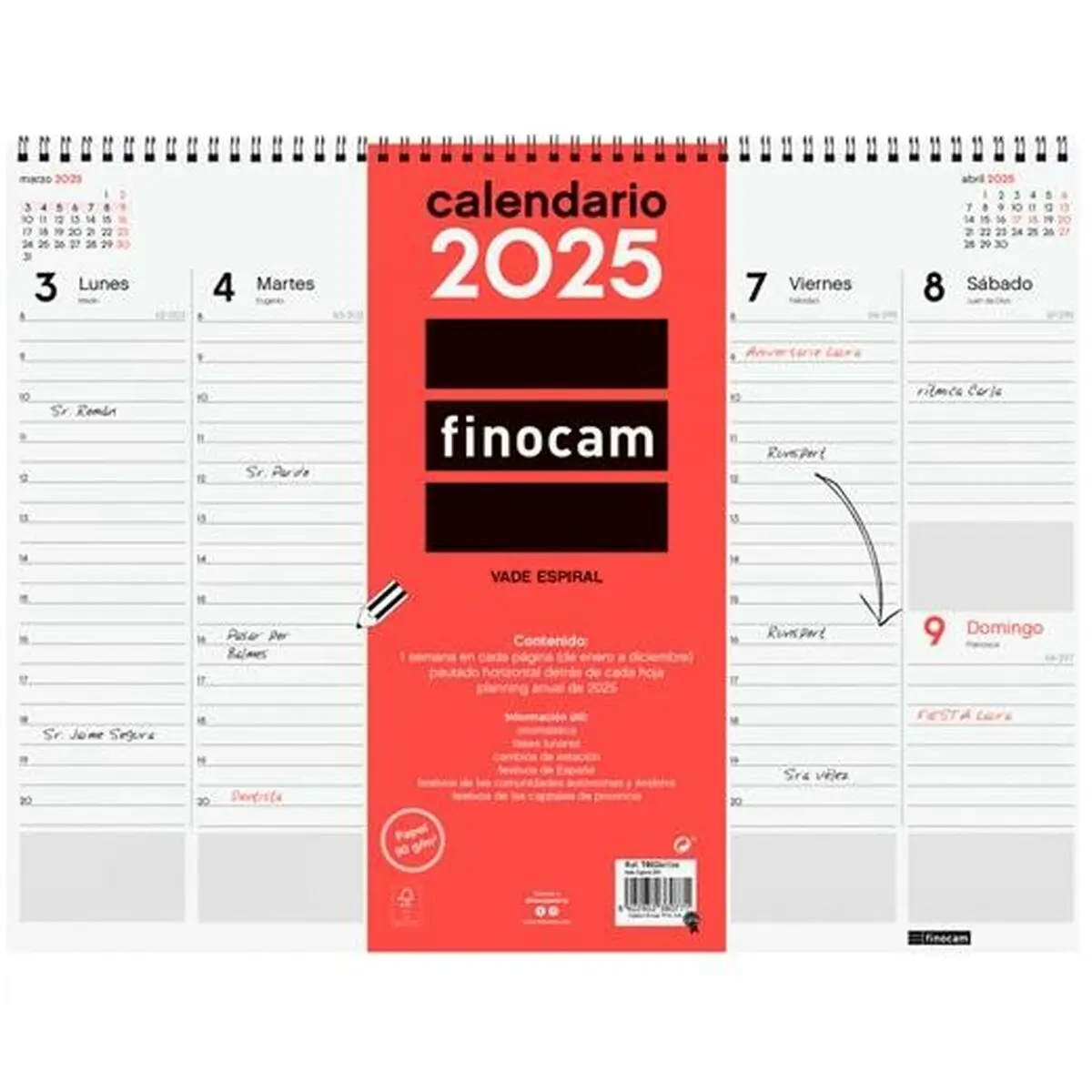 Calendario da Tavolo Finocam Carta 42 x 31 cm 2025 Settimana a vista