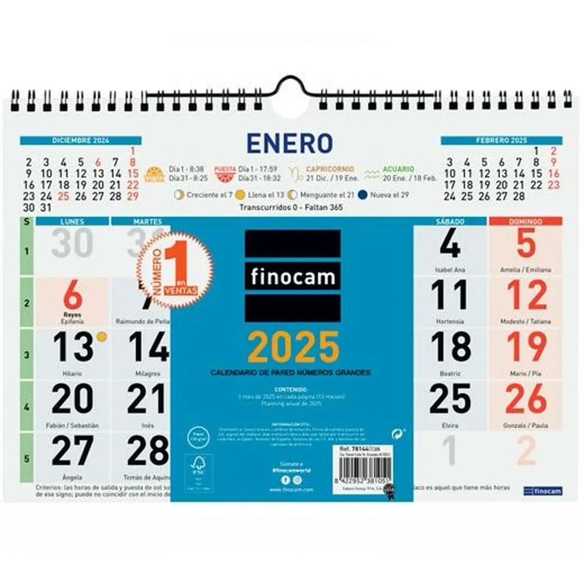 Calendario da parete Finocam Multicolore Carta 2025 30 x 21 cm