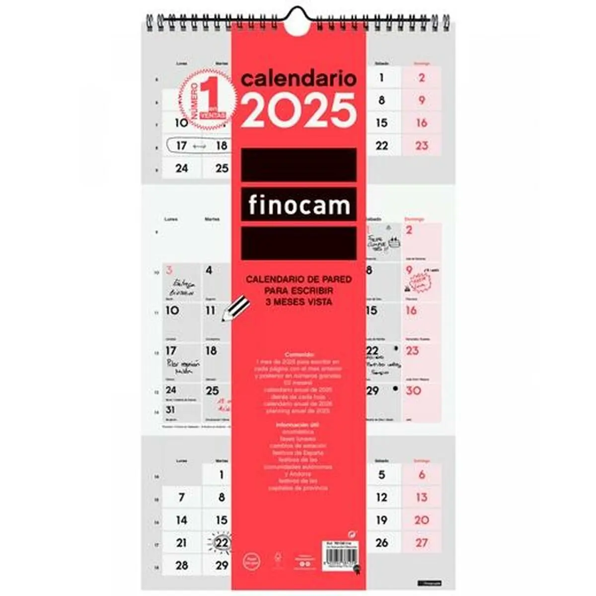 Calendario da parete Finocam Carta 2025 23,6 x 43 cm