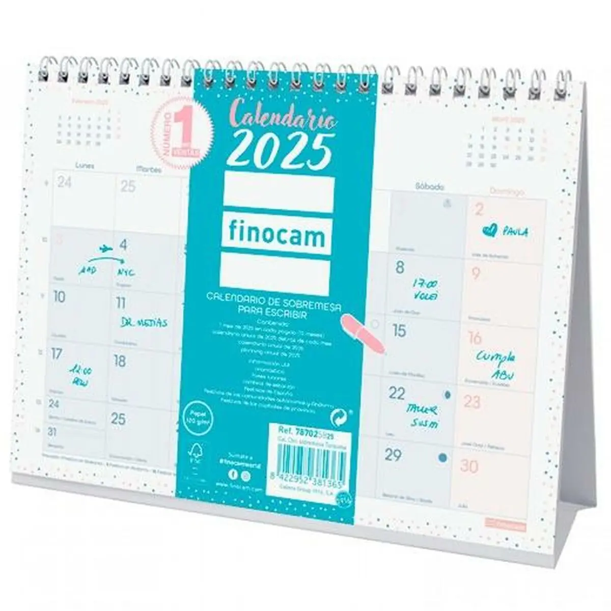 Calendario da Tavolo Finocam CHIC Turchese Carta 21 x 15 cm 2025