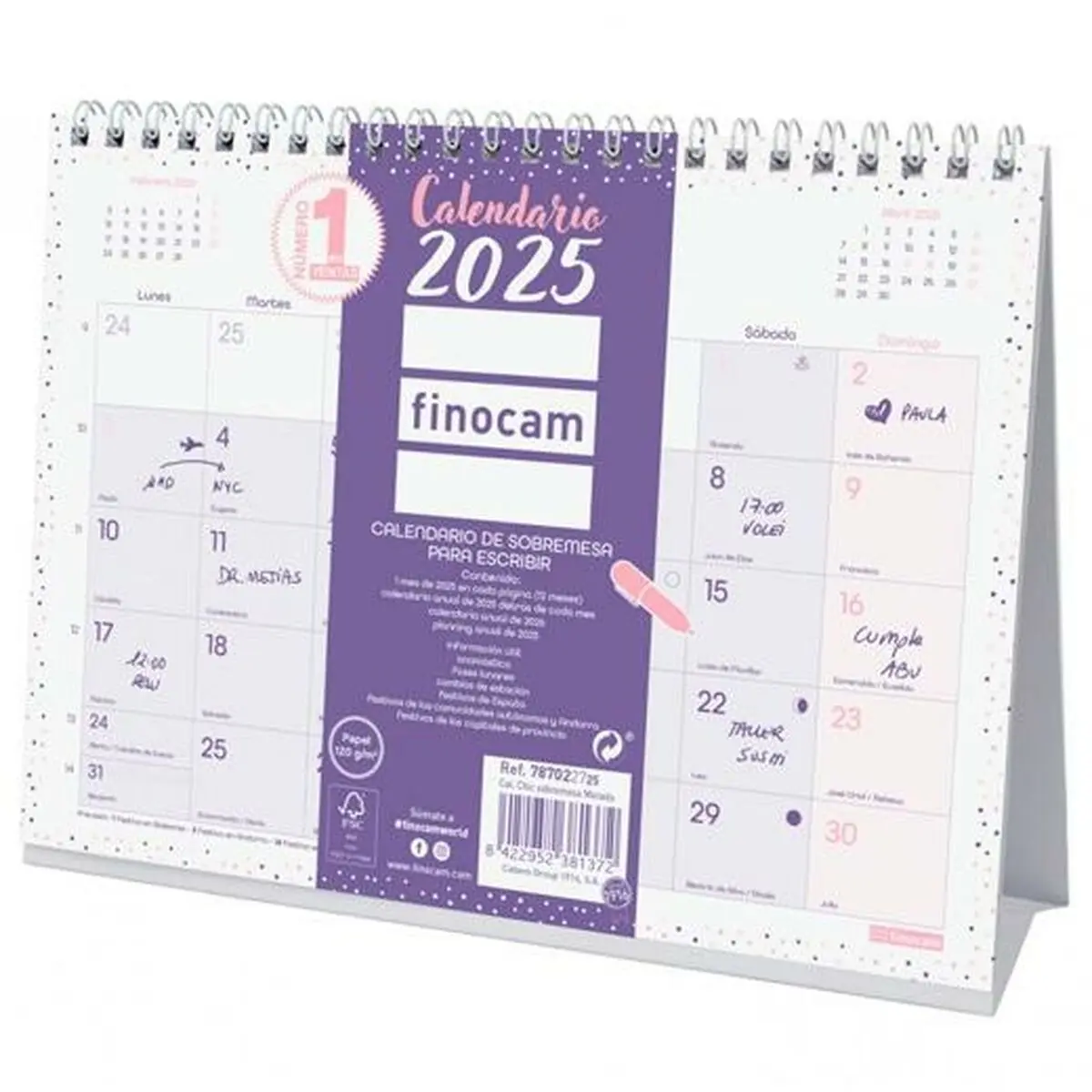 Calendario da Tavolo Finocam CHIC Viola Carta 21 x 15 cm 2025