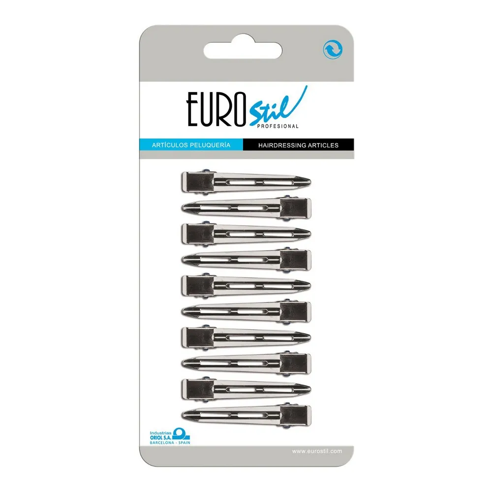 Pinze per Capelli Eurostil 10 Pinzas in metallo (10 uds)