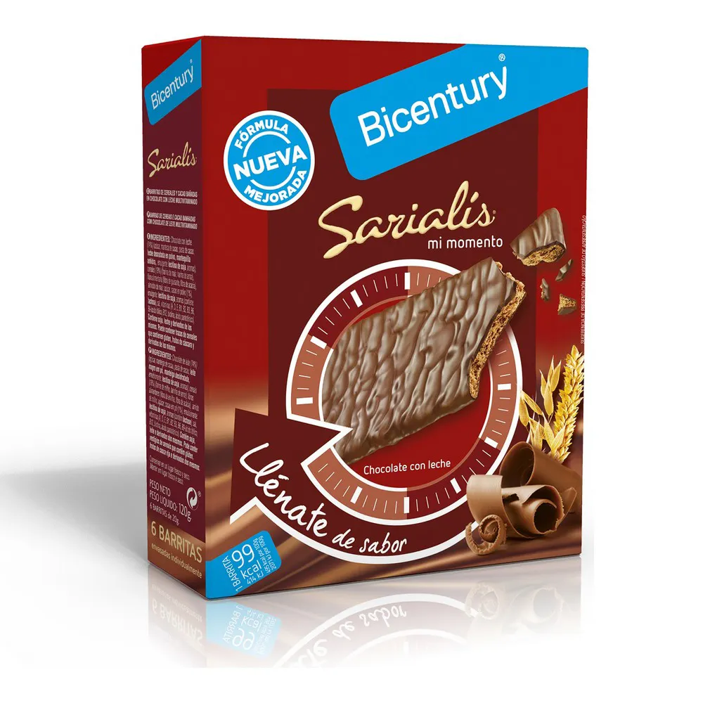 Barretta Energetica Bicentury Sarialis Cioccolato al latte Cereali (6 uds)