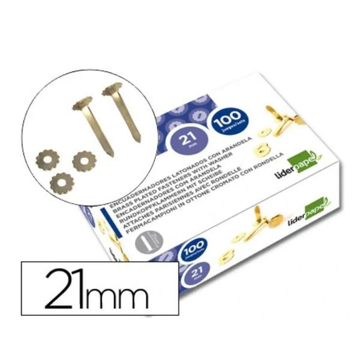 Fastener Liderpapel FS04 Metallo 21 mm 100 Unità