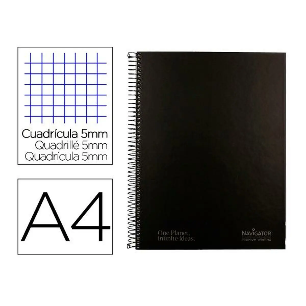 Quaderno Navigator NA09 Nero A4 80 Pagine