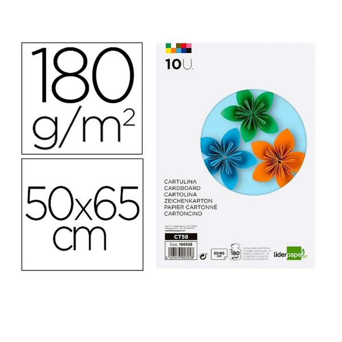 Cartoncini Liderpapel CT58 Multicolore 50 x 65 cm